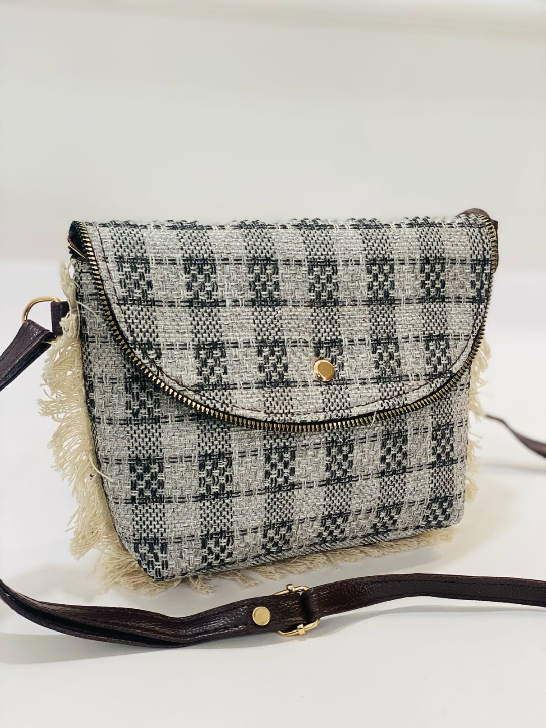 Premium Perfection – Jacquard Fabric Sling Bag