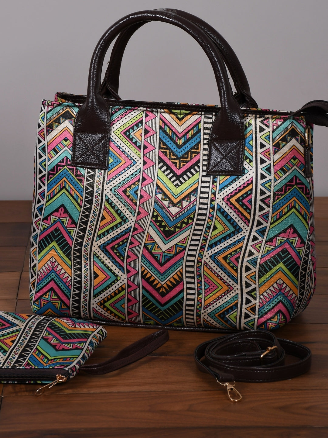 Stylish MultiColor Dove Digital Print Handbag Cum Sling