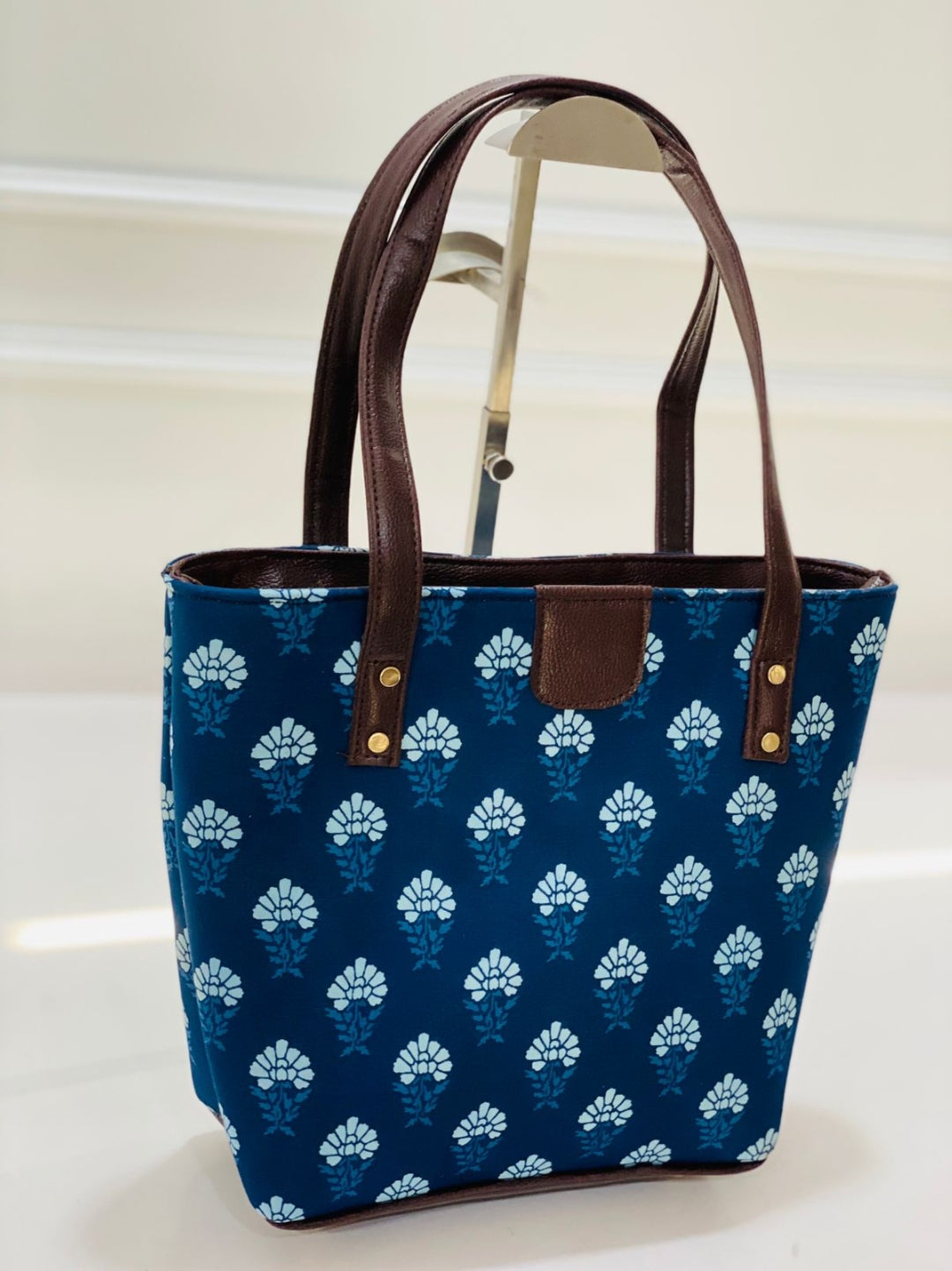 Blue Butti Cotton Hand Bag