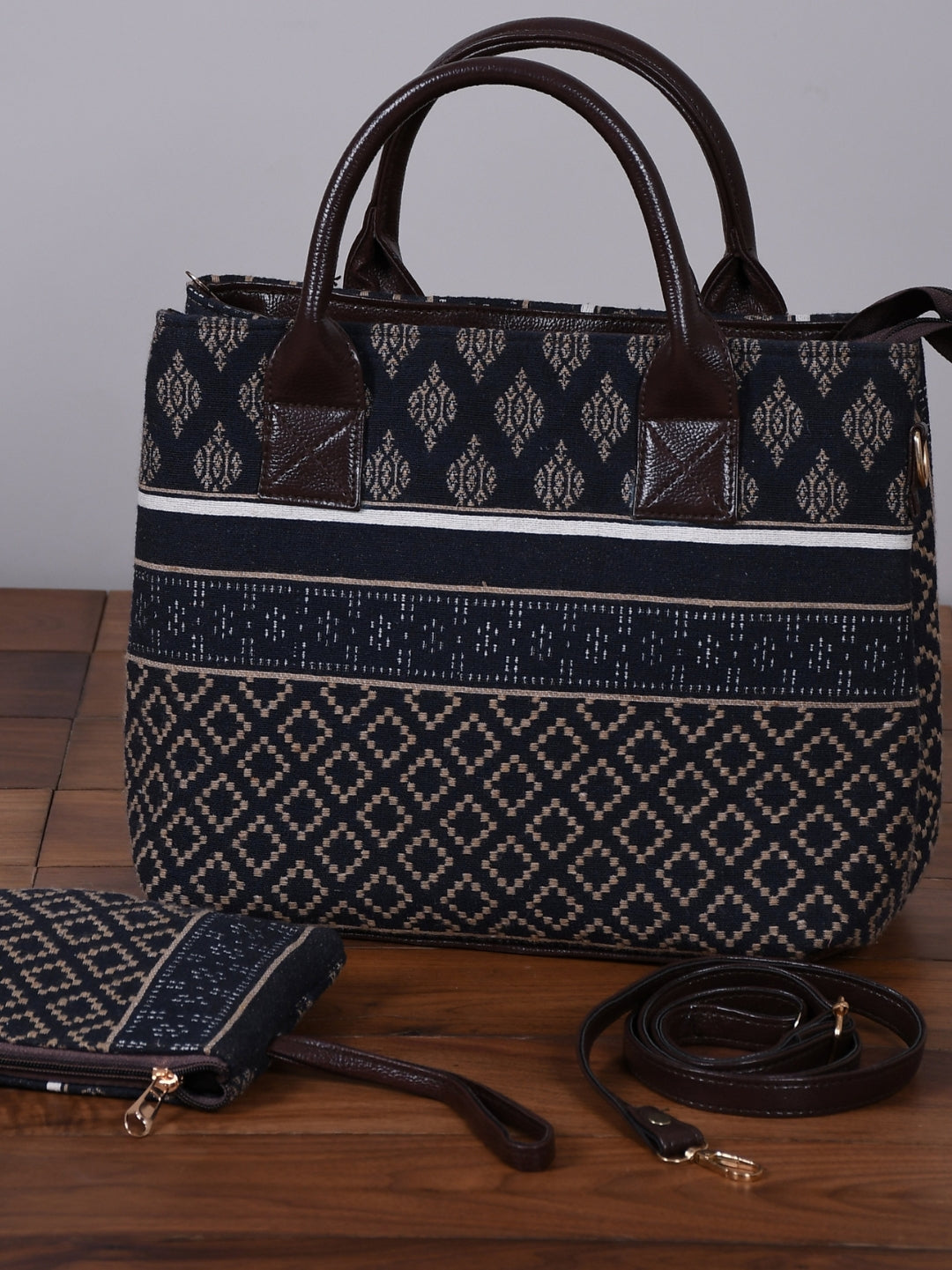Chic Dove Jacquard Fabric Handbag Cum Sling