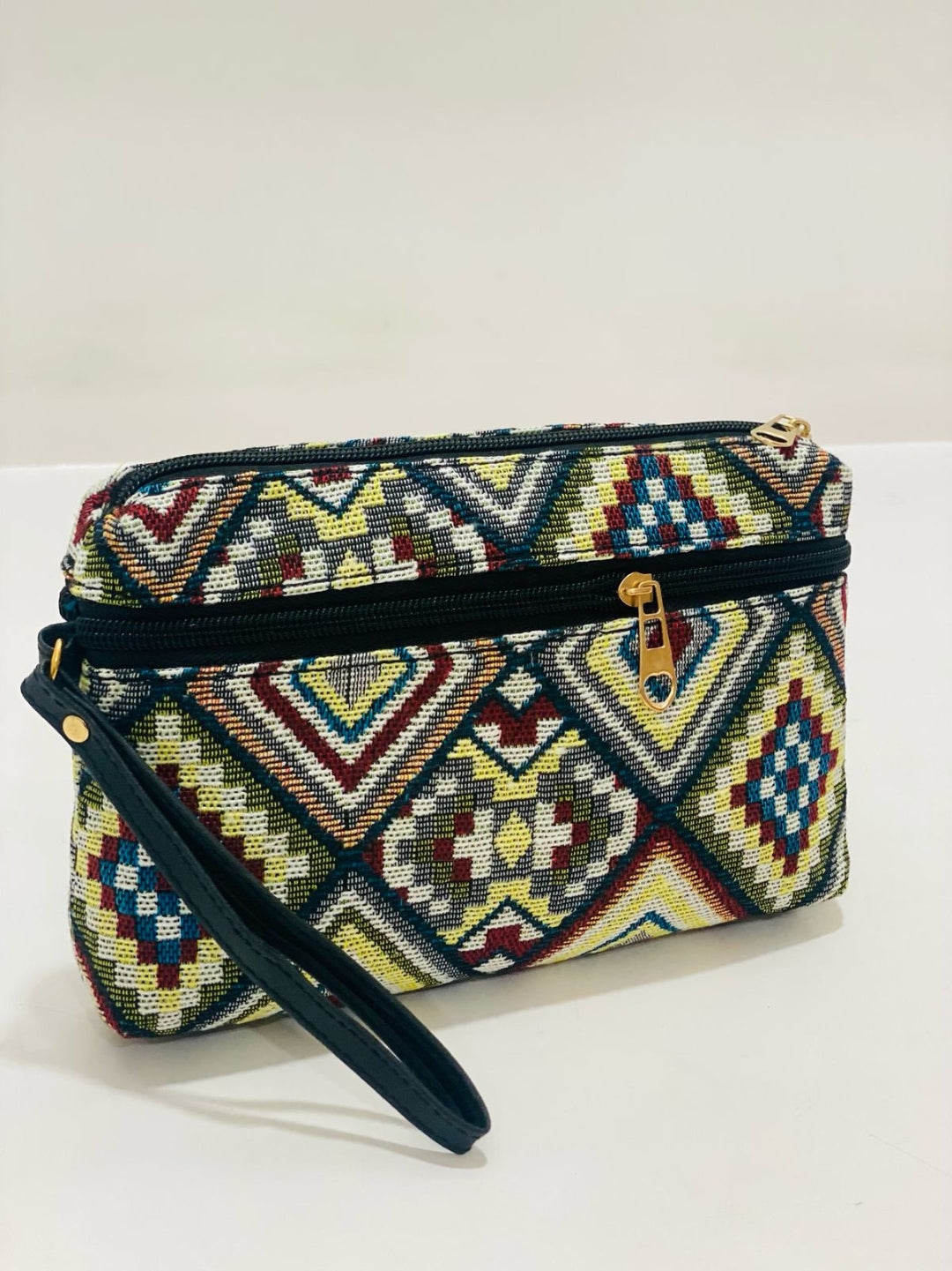 Ikkat Pattern Embellished Clutch Hand Bag – Traditional & Trendy