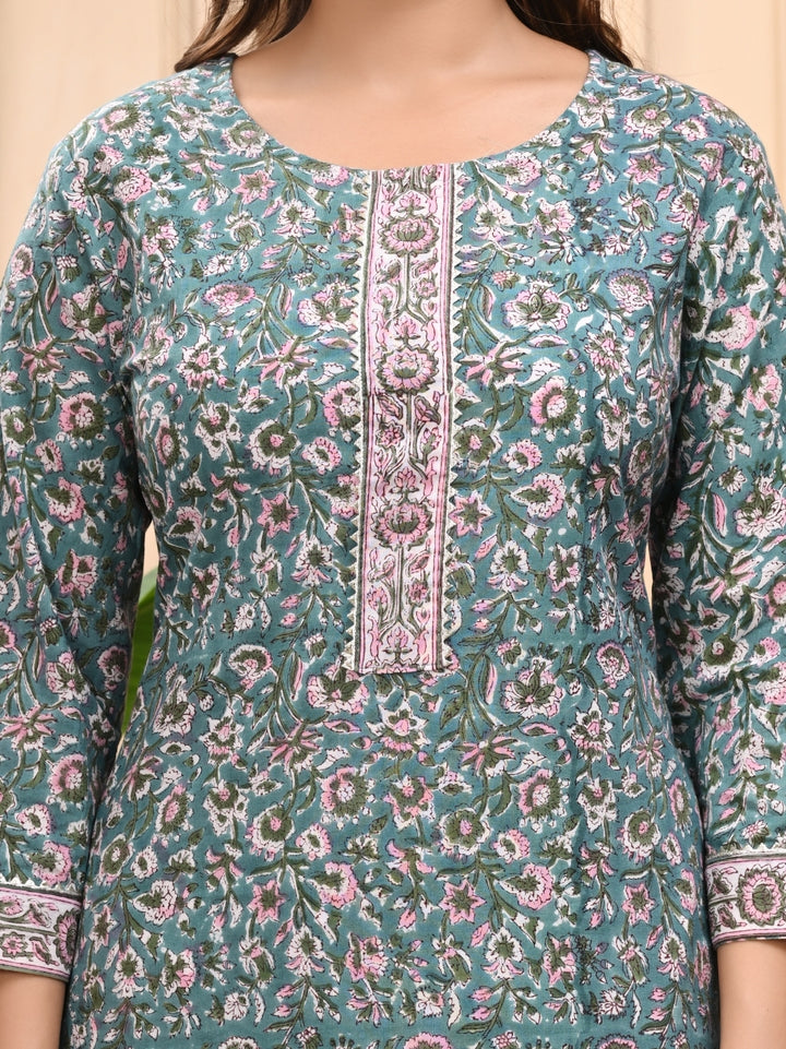 Bagru Handblock Printed Cotton Stitched Suit – 3-Piece Set