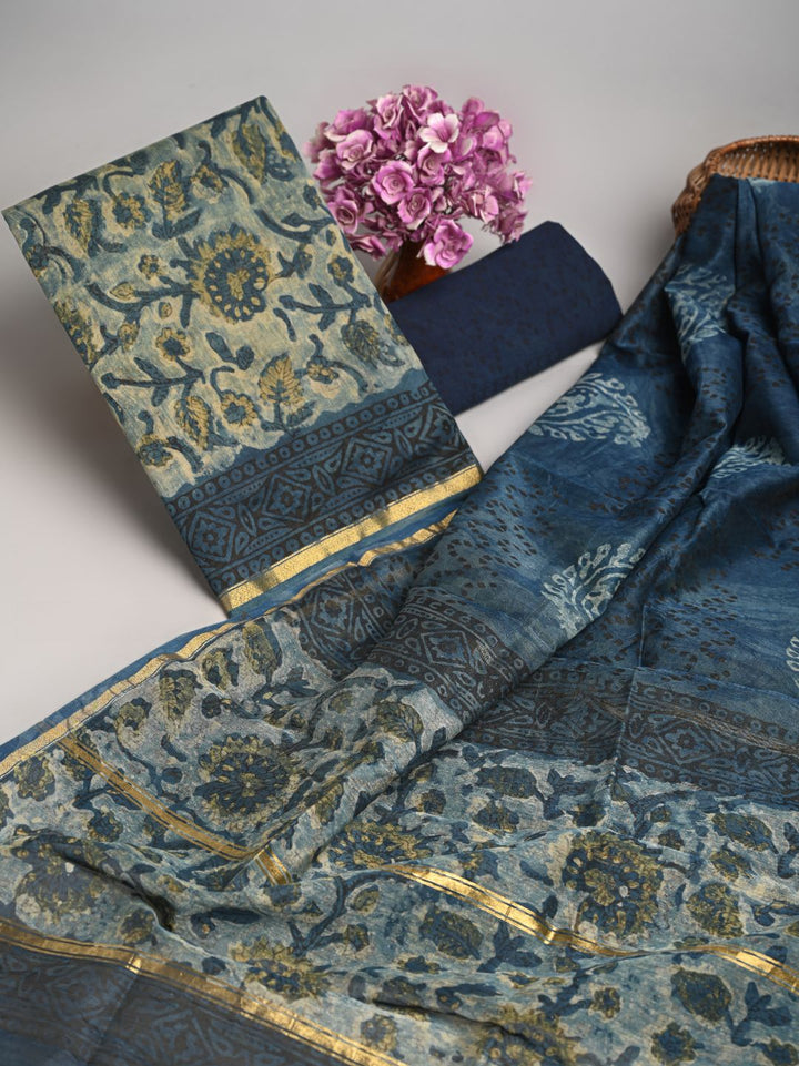 Vanaspati Ajrakh Block Printed Chanderi Silk Suit