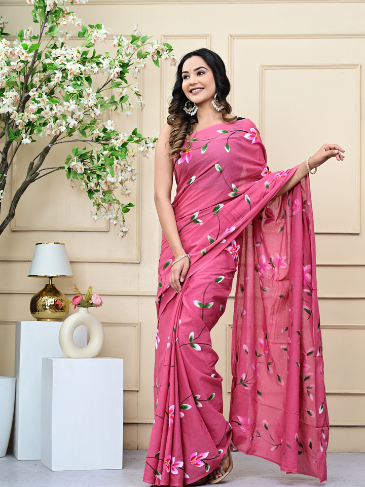 Premium Brush Print Mulmul Cotton Saree