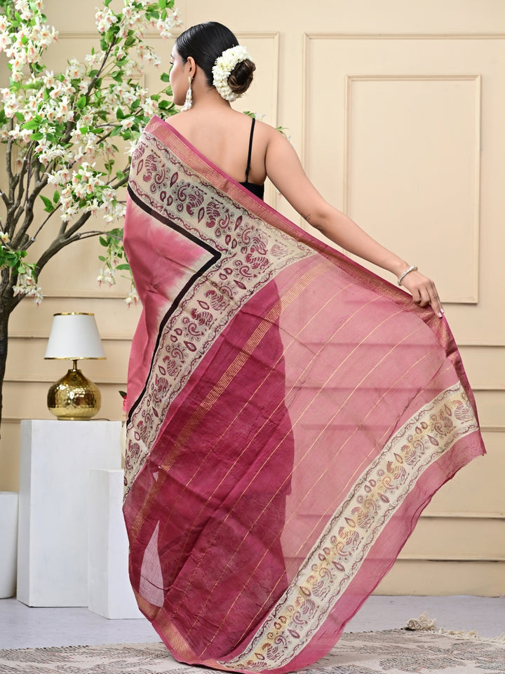 Bagru Print With Shibori Combination Maheshwari Silk Sarees