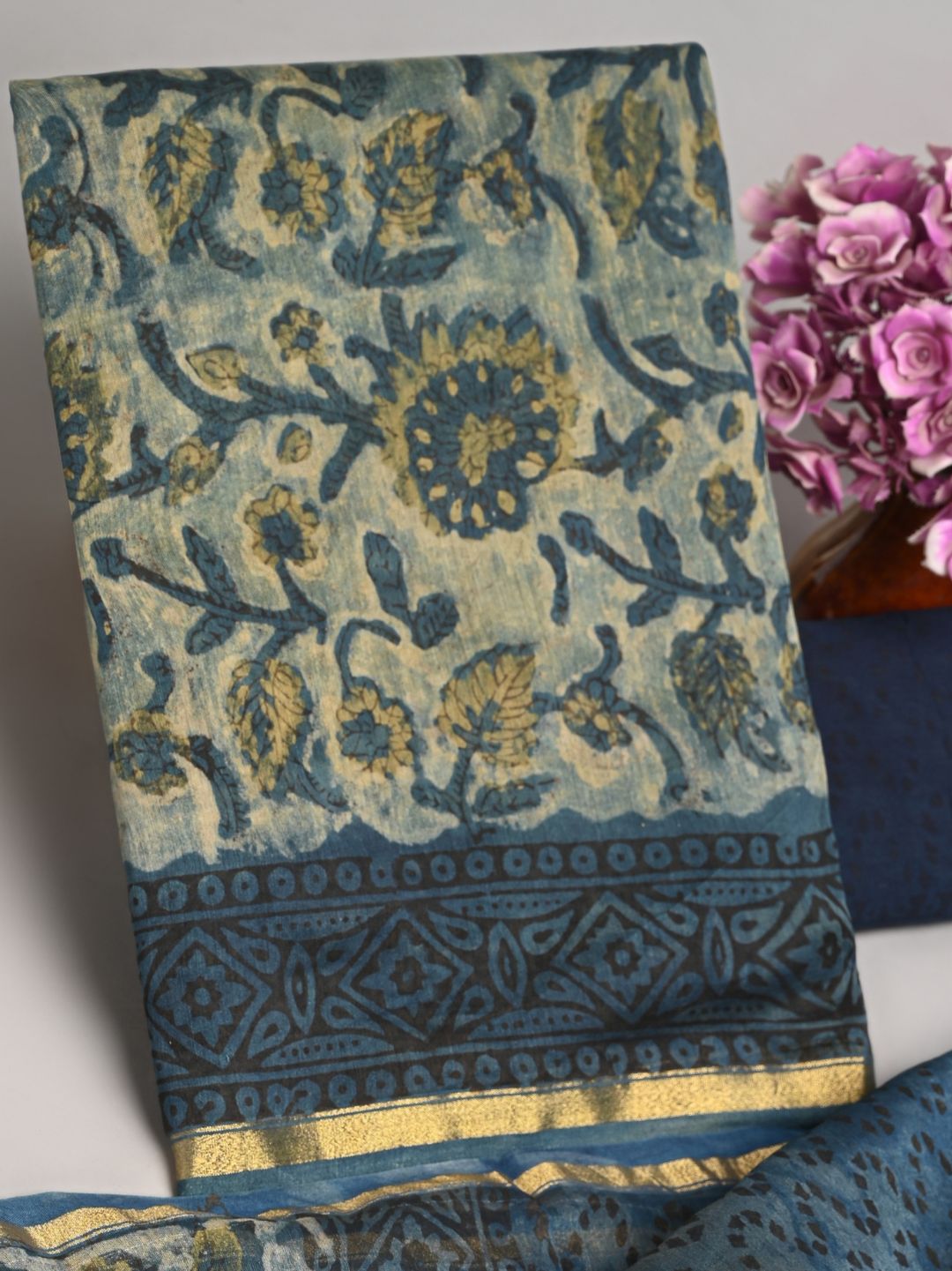 Vanaspati Ajrakh Block Printed Chanderi Silk Suit