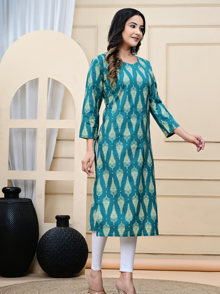 Bagru Print Hand-Block Printed Long Kurti