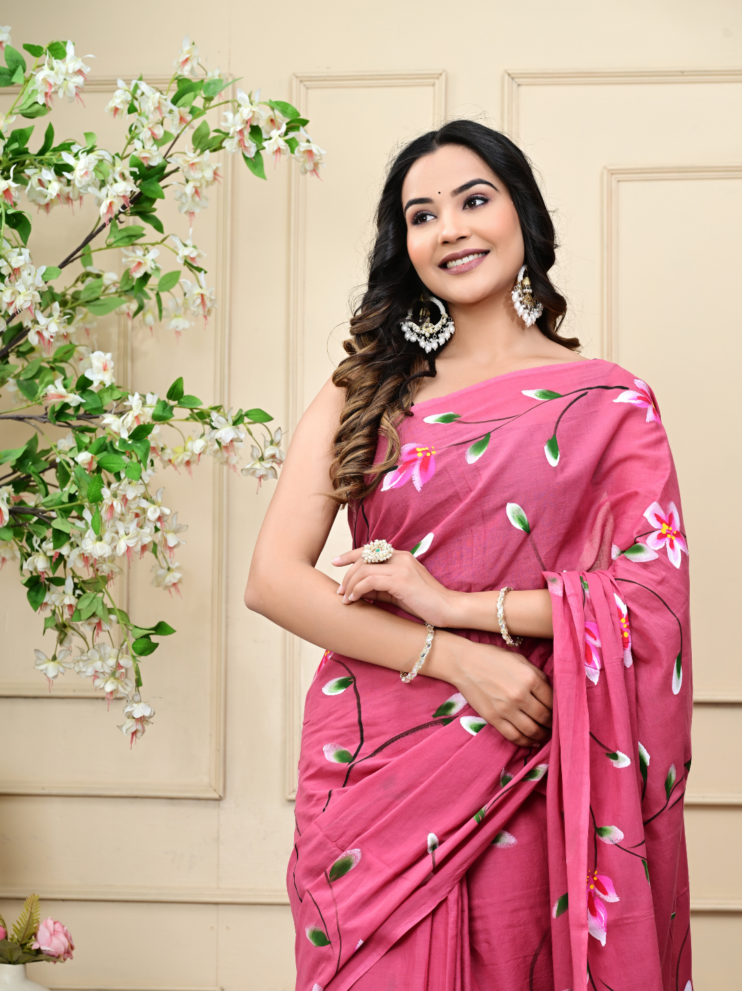 Premium Brush Print Mulmul Cotton Saree