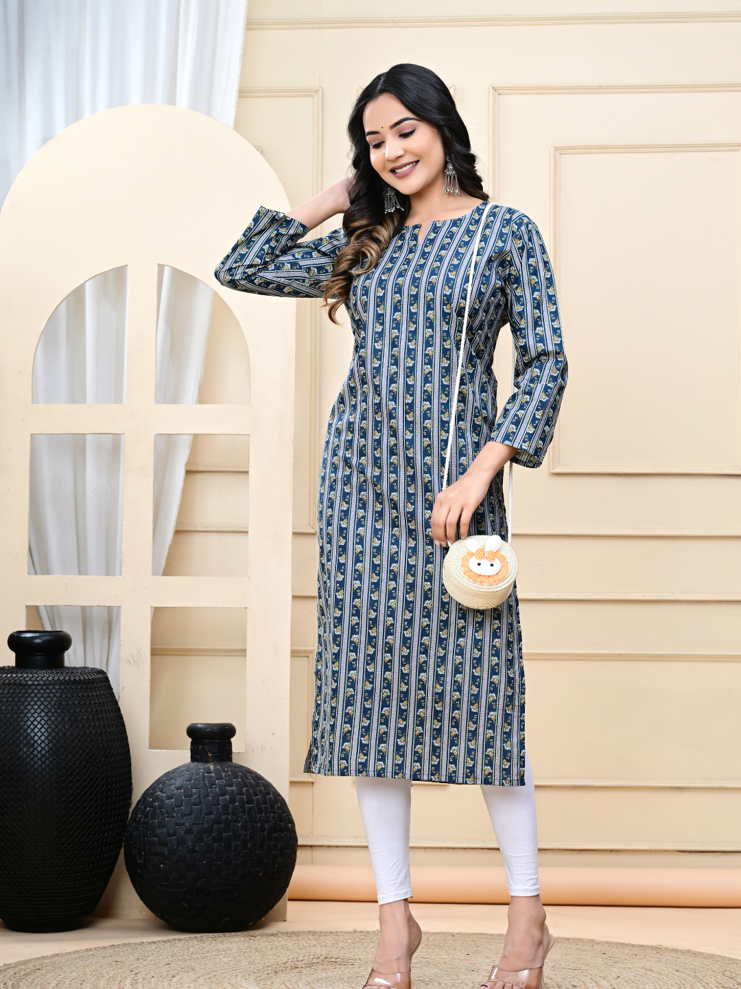 Traditional Hand-Block Print Long Cotton Kurti