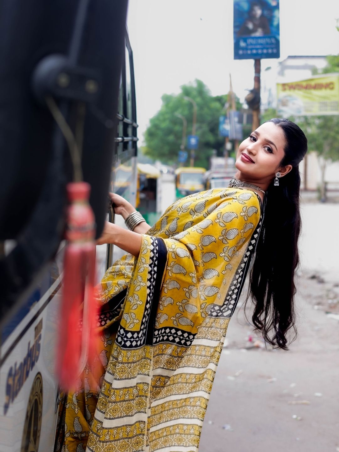 Exclusive Yellow Kerry Design Bagru HandBlock Pure Mul Cotton Saree