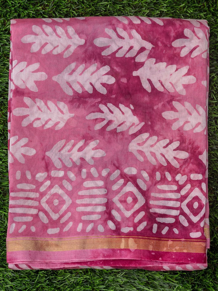 Pink Batik Chanderi Silk Suit with Dupatta