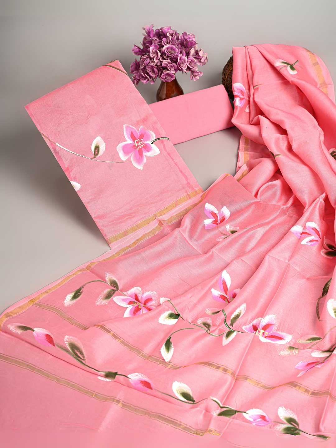 Premium Baby Pink Chanderi Silk Suits