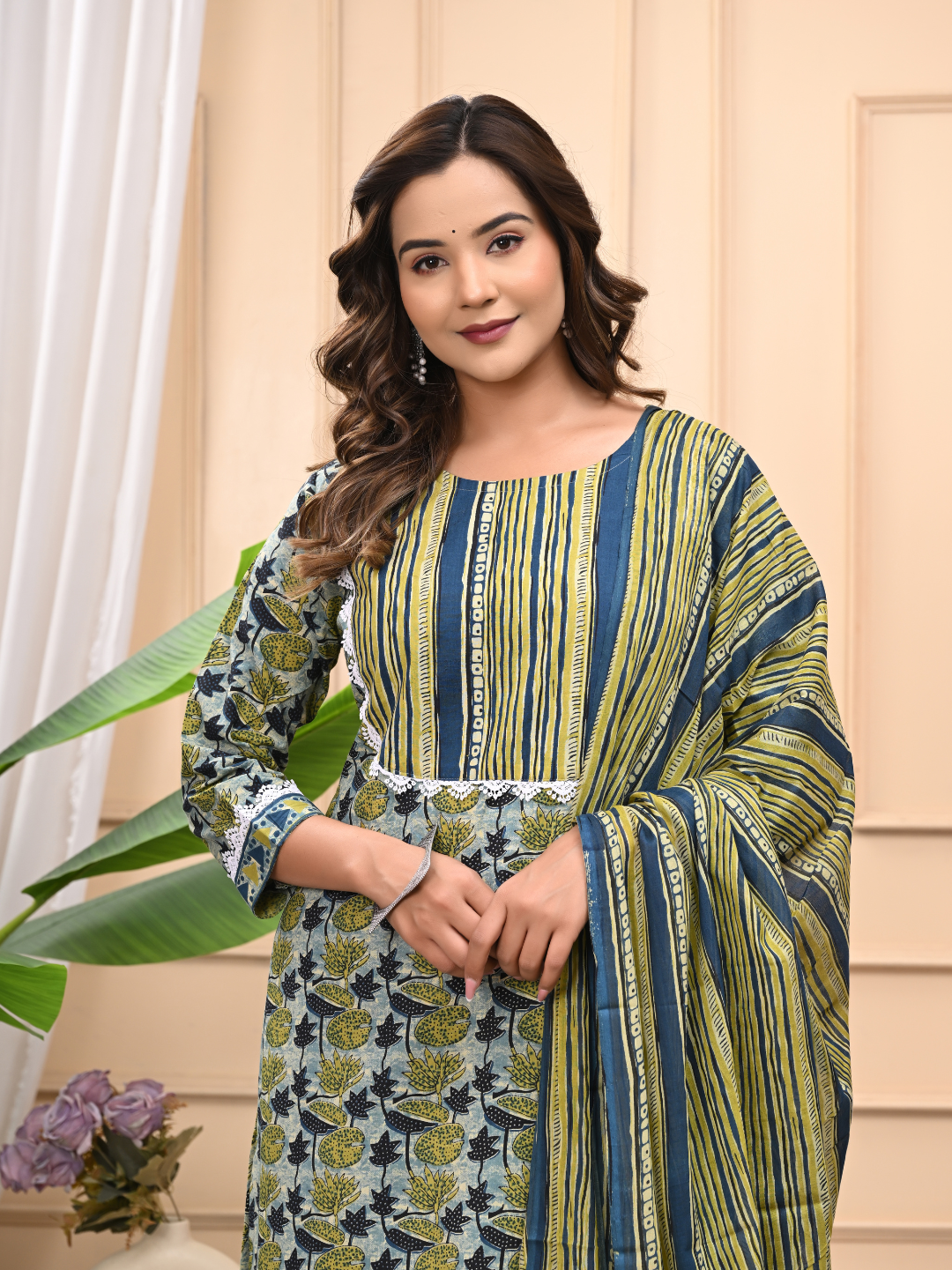 Vanaspati Ajrakh Print Cotton Stitched Suit with Mulmul Dupatta