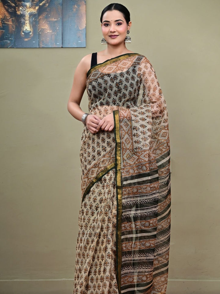 Bagru Butti Design HandBlock Pure Kota Doriya Saree