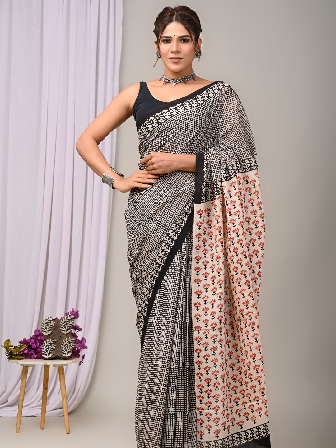 Traditional Ver Demanded Bagru HandBlock Pure Mul Cotton Saree