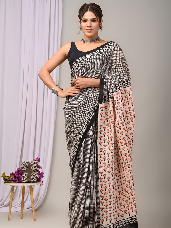Traditional Ver Demanded Bagru HandBlock Pure Mul Cotton Saree