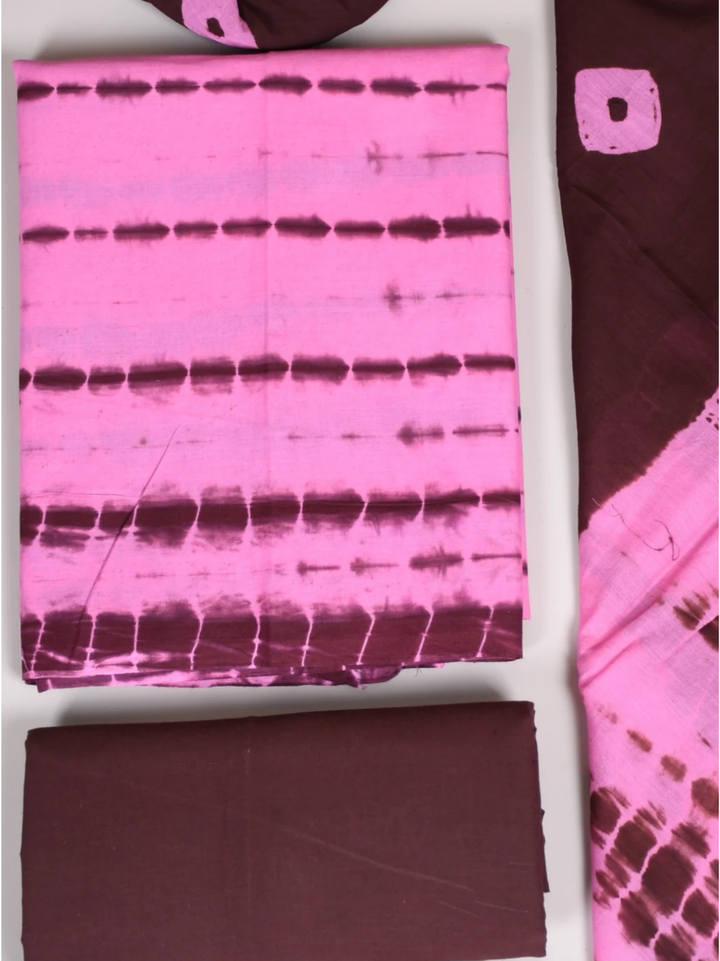 High-Demand Shibori Pattern Cotton Suit with Mulmul Dupatta