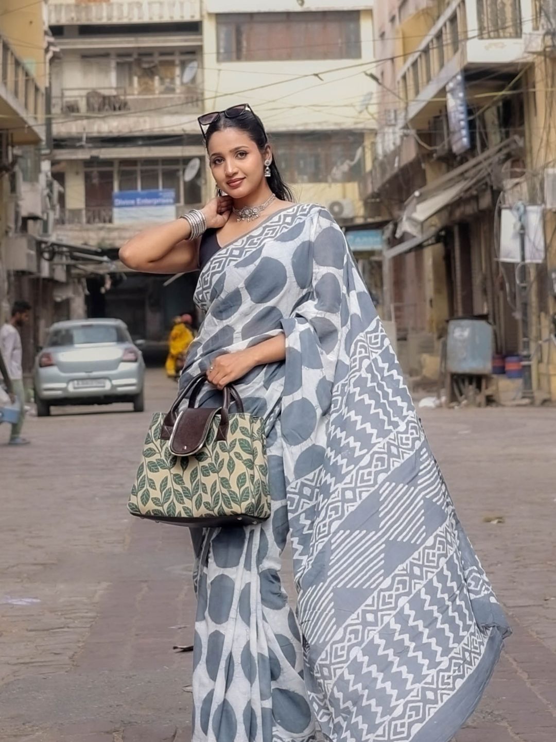 Timeless Saree Circle Design Dabu HandBlock Pure Mul Cotton Saree