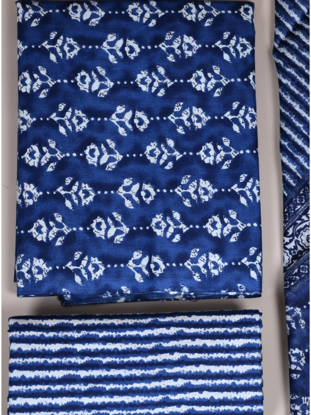 Handcrafted Blue Cotton Suit with Soft Mulmul Cotton Dupatta