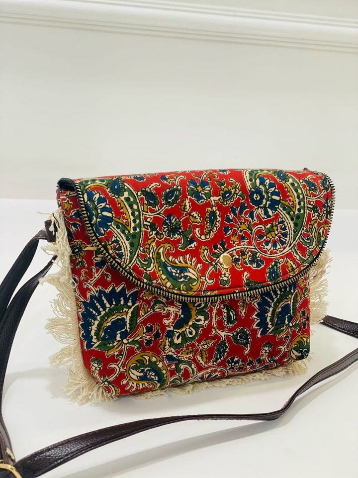 Elegant Bagru Kalamkari Print Sling Bag