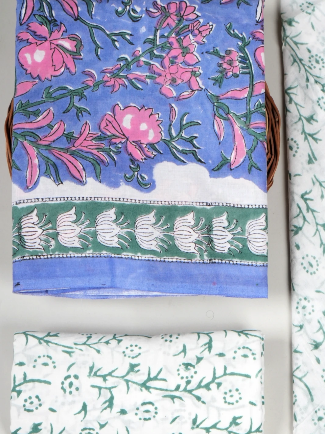 Natural Block Printed Cotton Suit with Mulmul Cotton Dupatta