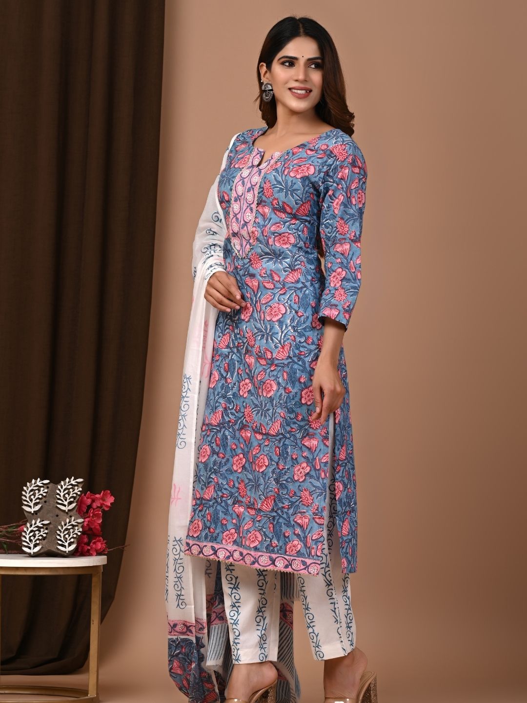 Bagru Hand Block Printed Cotton Stitched Suit