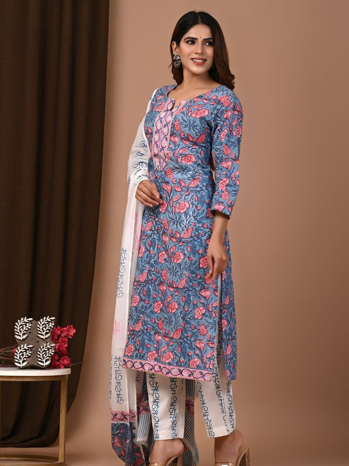 Bagru Hand Block Printed Cotton Stitched Suit