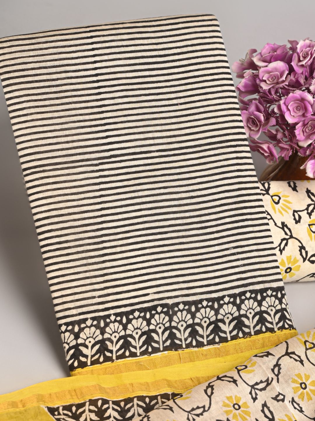 Sili Pattern Bagru Block Printed Chanderi Silk Suit