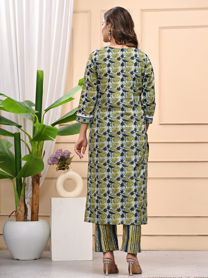 Vanaspati Ajrakh Print Cotton Stitched Suit with Mulmul Dupatta