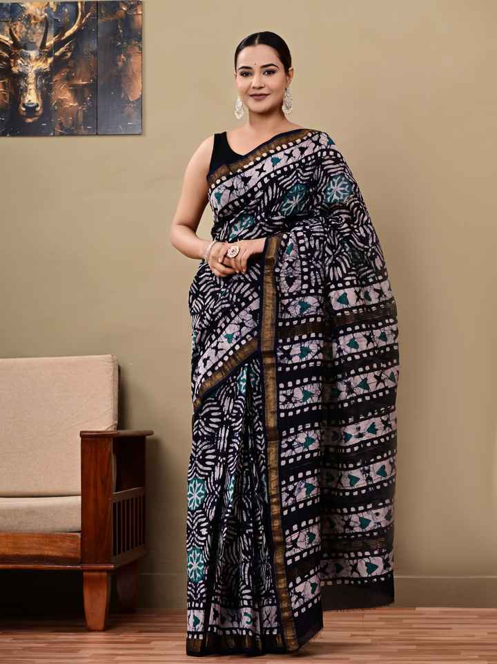 Exclusive Batik Pattern Maheshwari Silk Saree