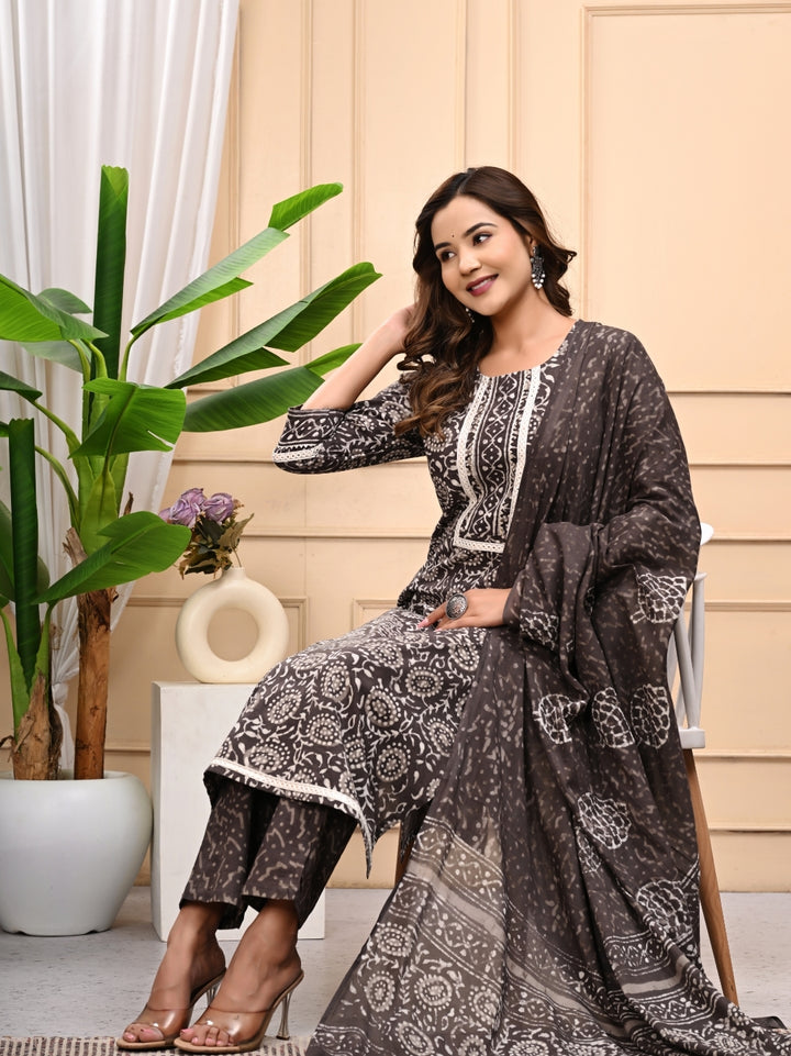 Natural Kashish Handblock Printed Cotton Stitched Suit