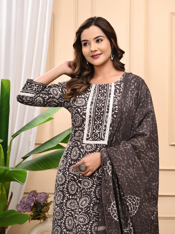 Natural Kashish Handblock Printed Cotton Stitched Suit