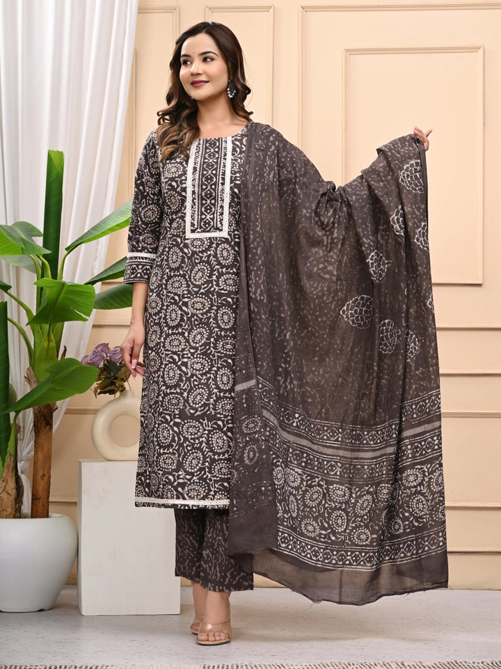 Natural Kashish Handblock Printed Cotton Stitched Suit