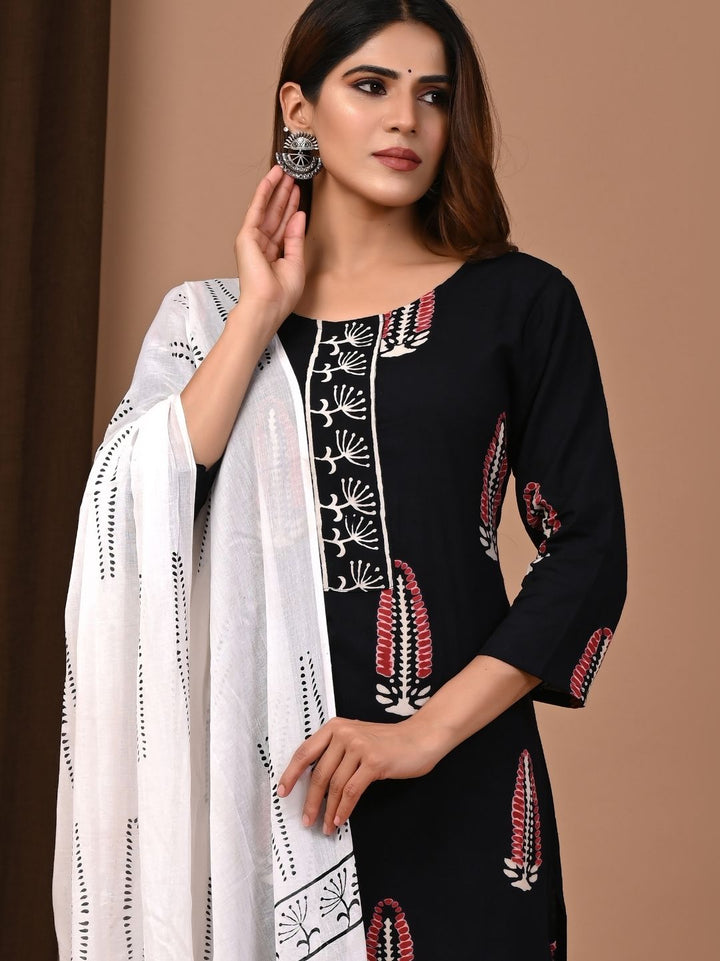 Classic Butta Charm Handblock Printed Cotton Suit Set