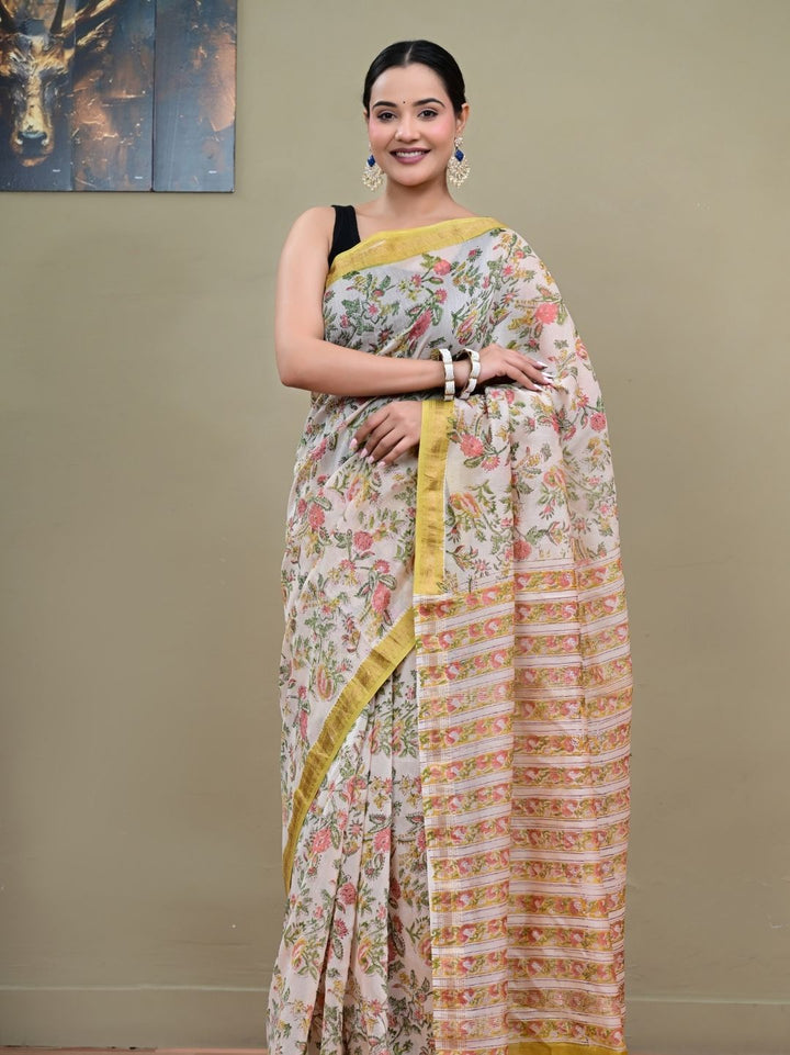 Artisanal Repid Jaal HandBlock Pure Maheshwari Silk Saree