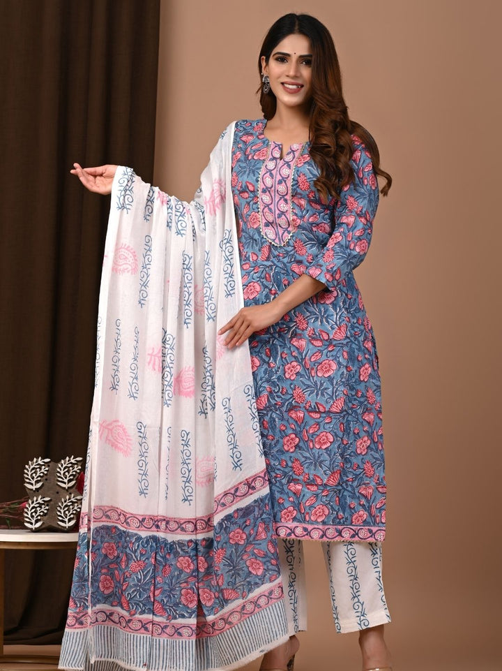 Bagru Hand Block Printed Cotton Stitched Suit