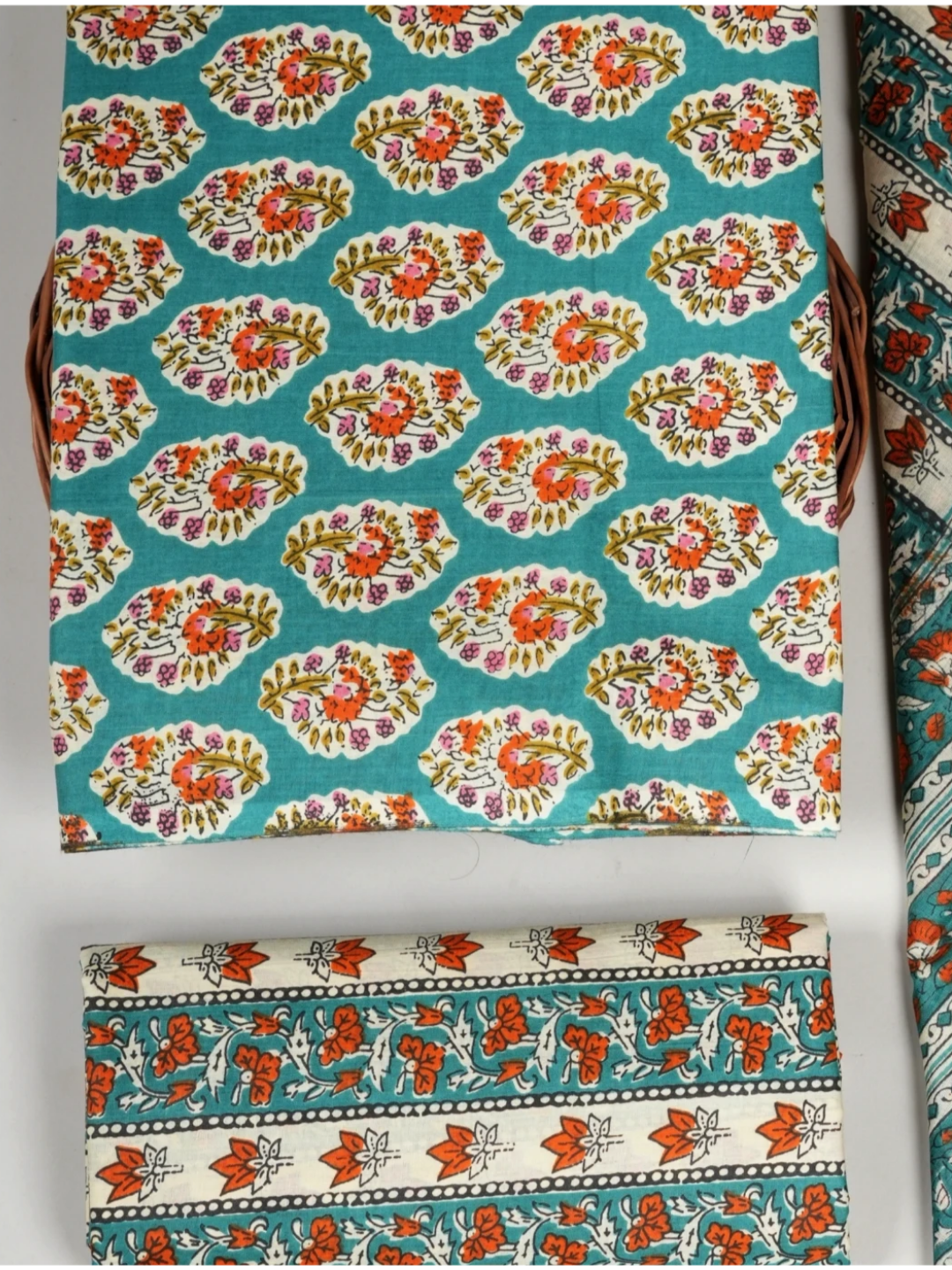 Bagru Hand Block Printed Cotton Suit Set with Mul Cotton Dupatta