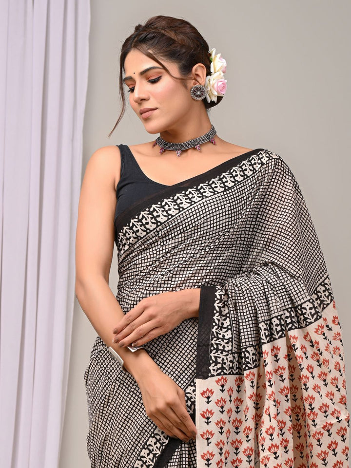 Traditional Ver Demanded Bagru HandBlock Pure Mul Cotton Saree