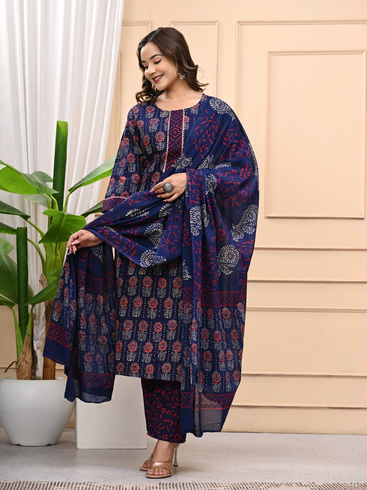 Traditional Bagru Handblock Printed Cotton Stitched Suit