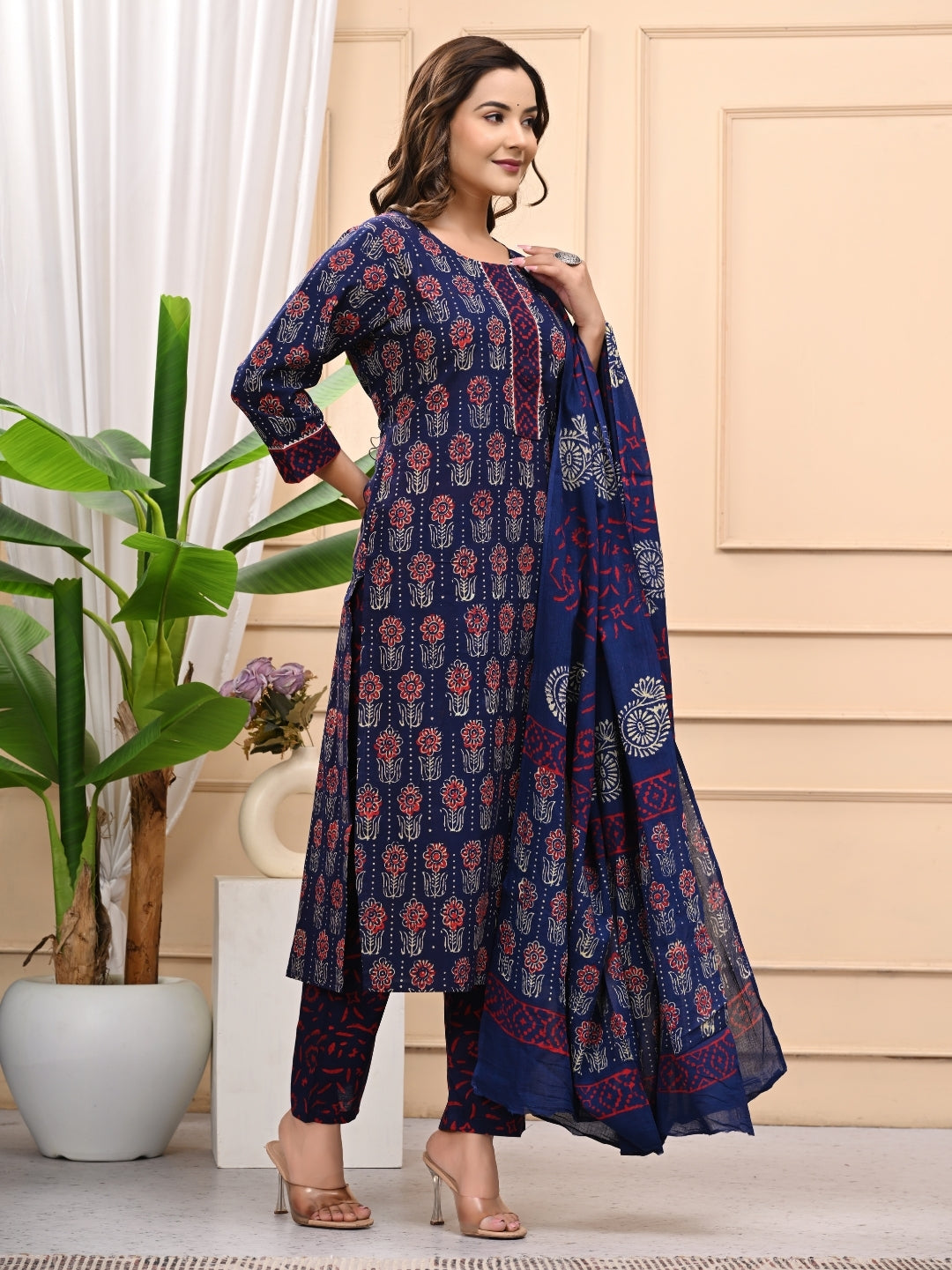 Traditional Bagru Handblock Printed Cotton Stitched Suit