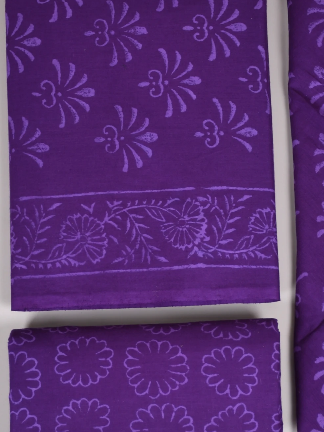 Elegant Purple Cotton Suit with Soft Mulmul Cotton Dupatta
