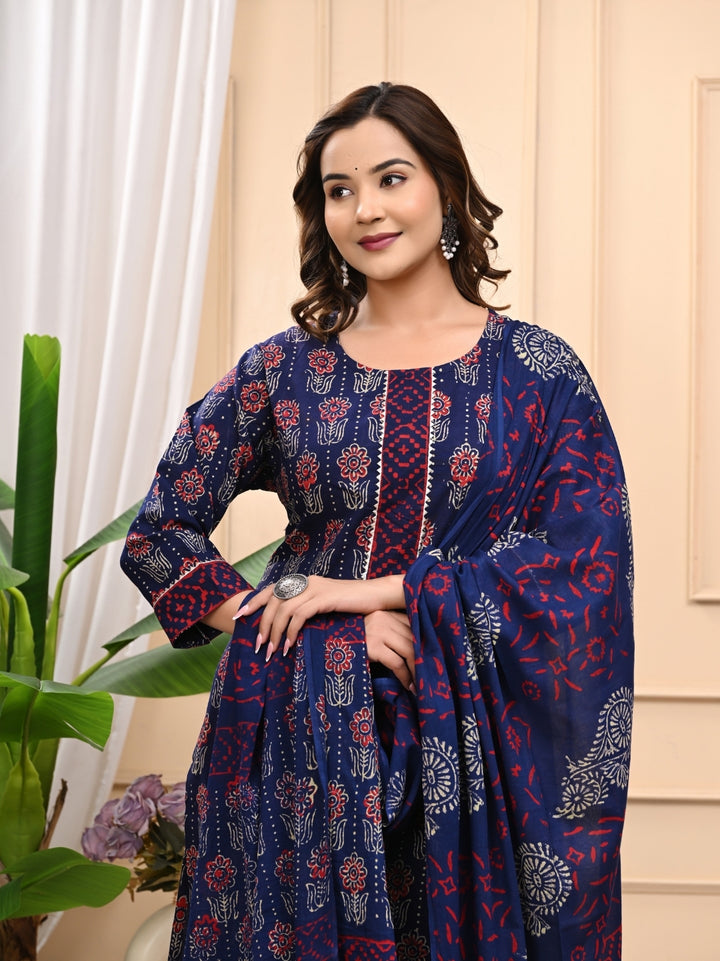 Traditional Bagru Handblock Printed Cotton Stitched Suit