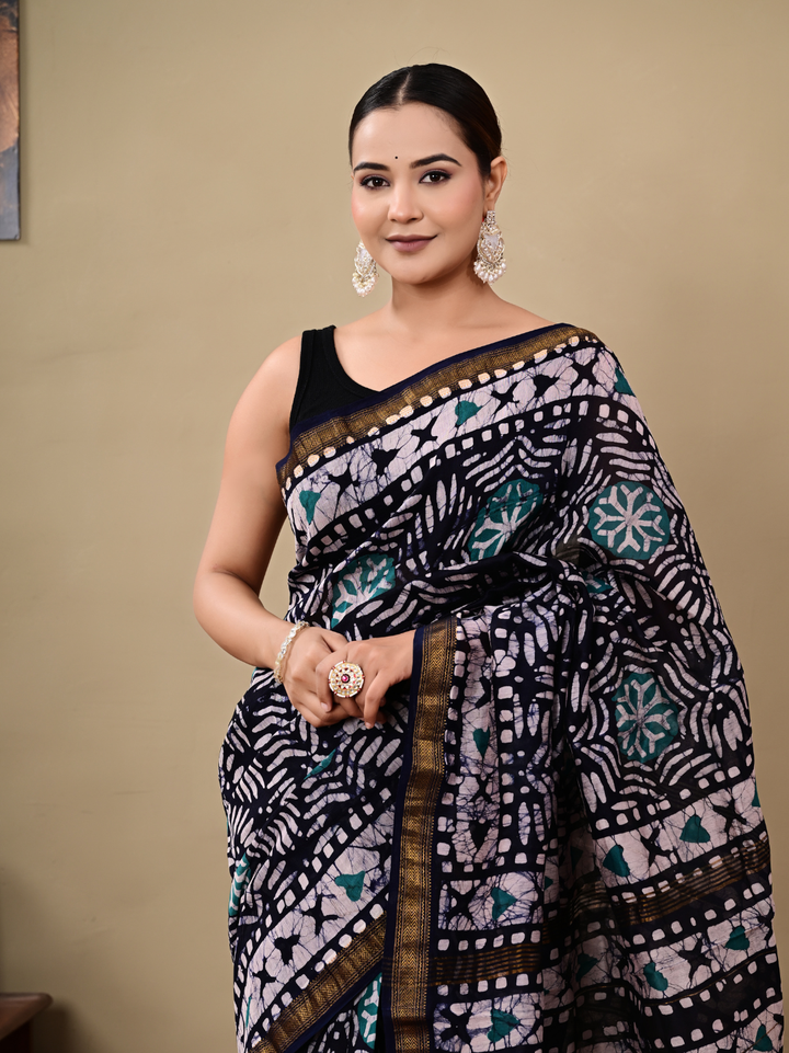 Exclusive Batik Pattern Maheshwari Silk Saree