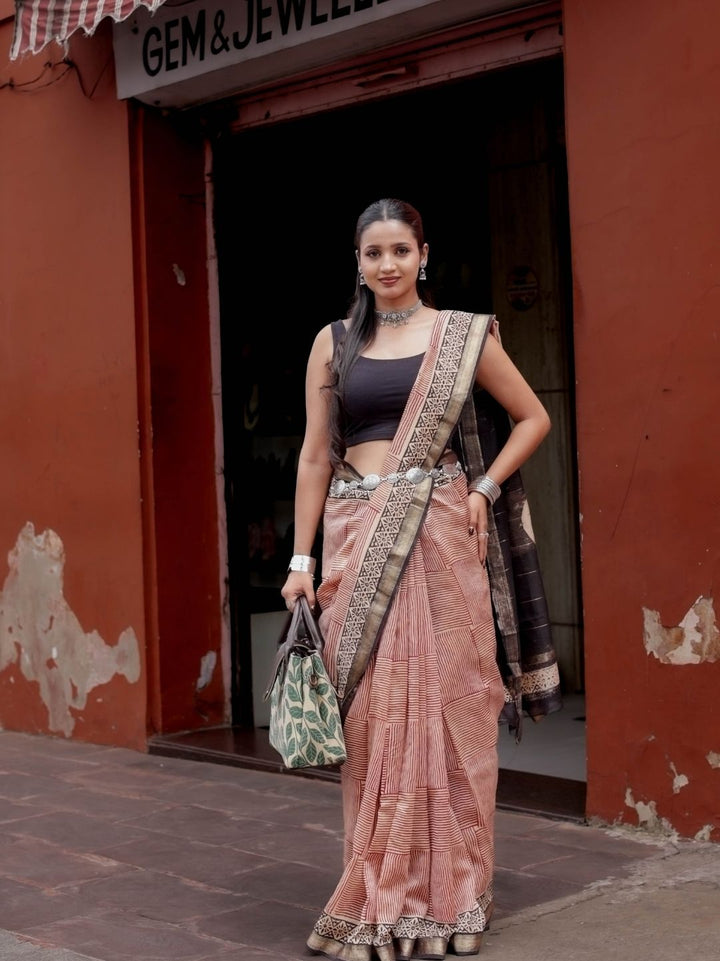 Precious Bagru HandBlock Pure Maheshwari Silk Saree