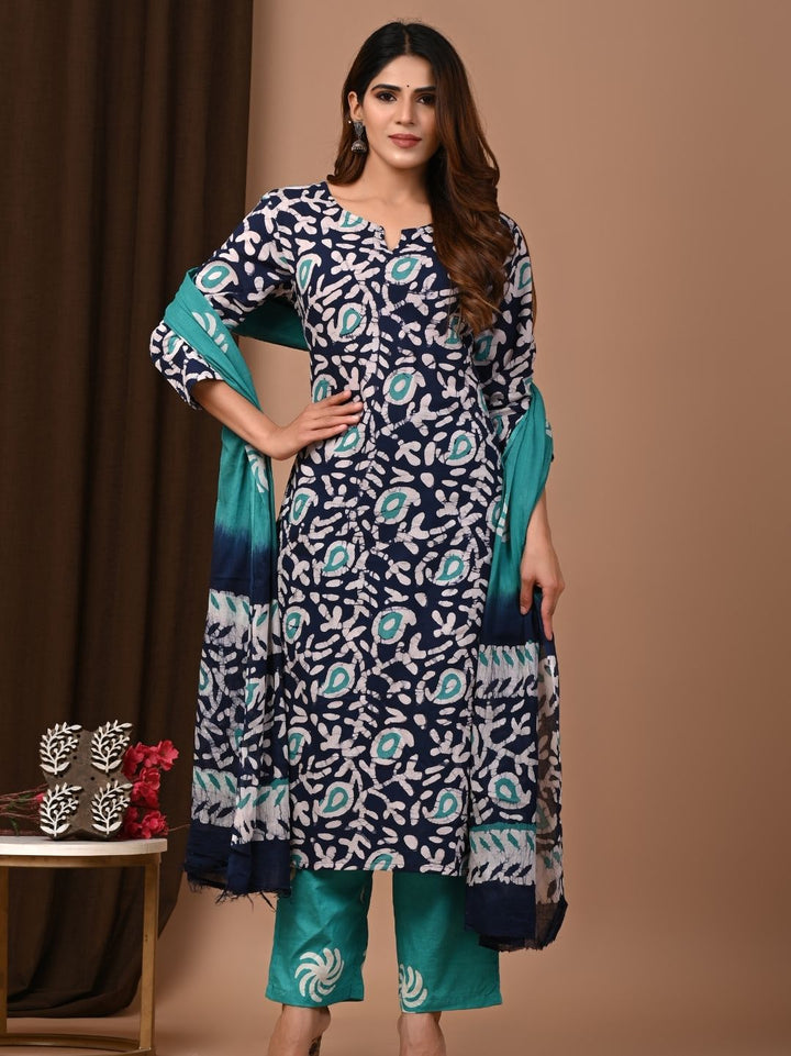 Earthy Impressions Batik Printed Premium Cotton Suit Set