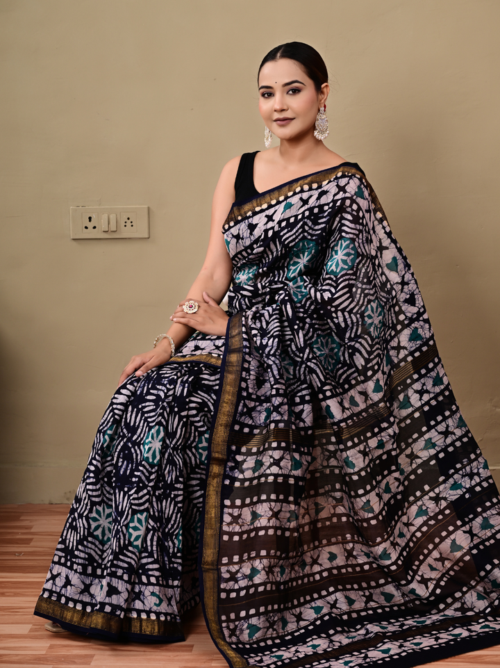 Exclusive Batik Pattern Maheshwari Silk Saree