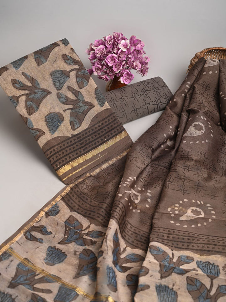 Vanaspati Ajrakh Block Printed Chanderi Silk Suit