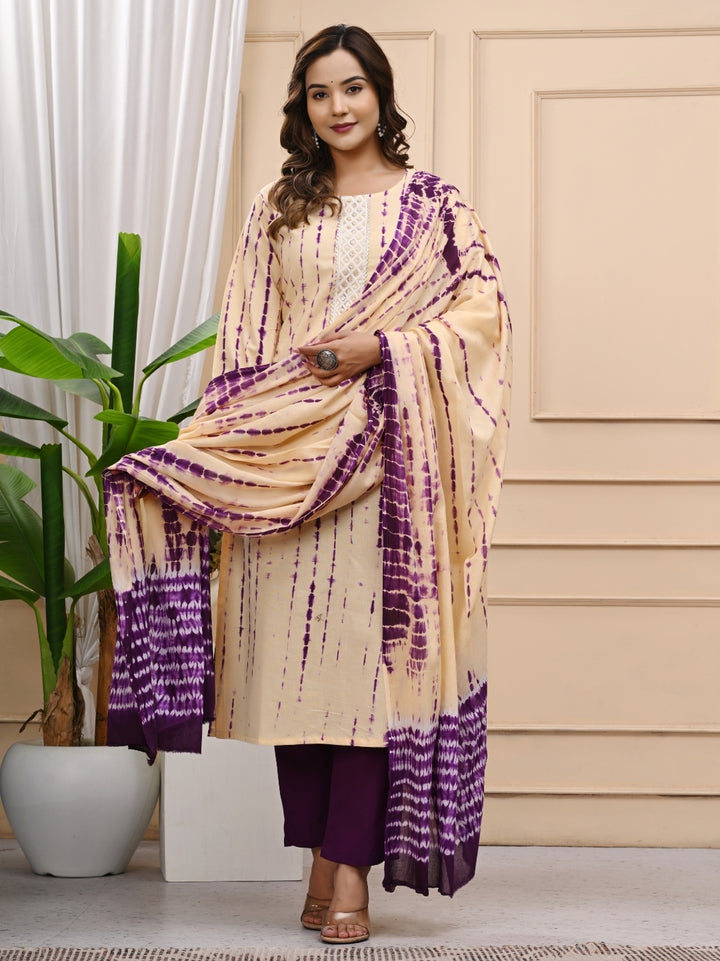 Shibori Tie and Dye Printed Cotton Stitched Suit