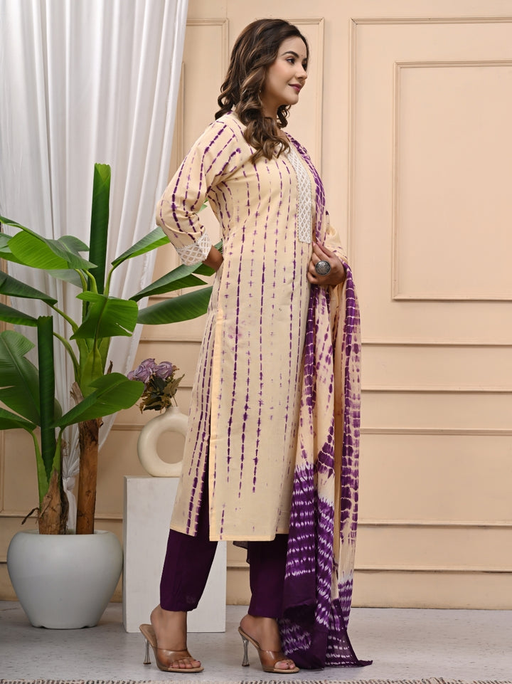 Shibori Tie and Dye Printed Cotton Stitched Suit