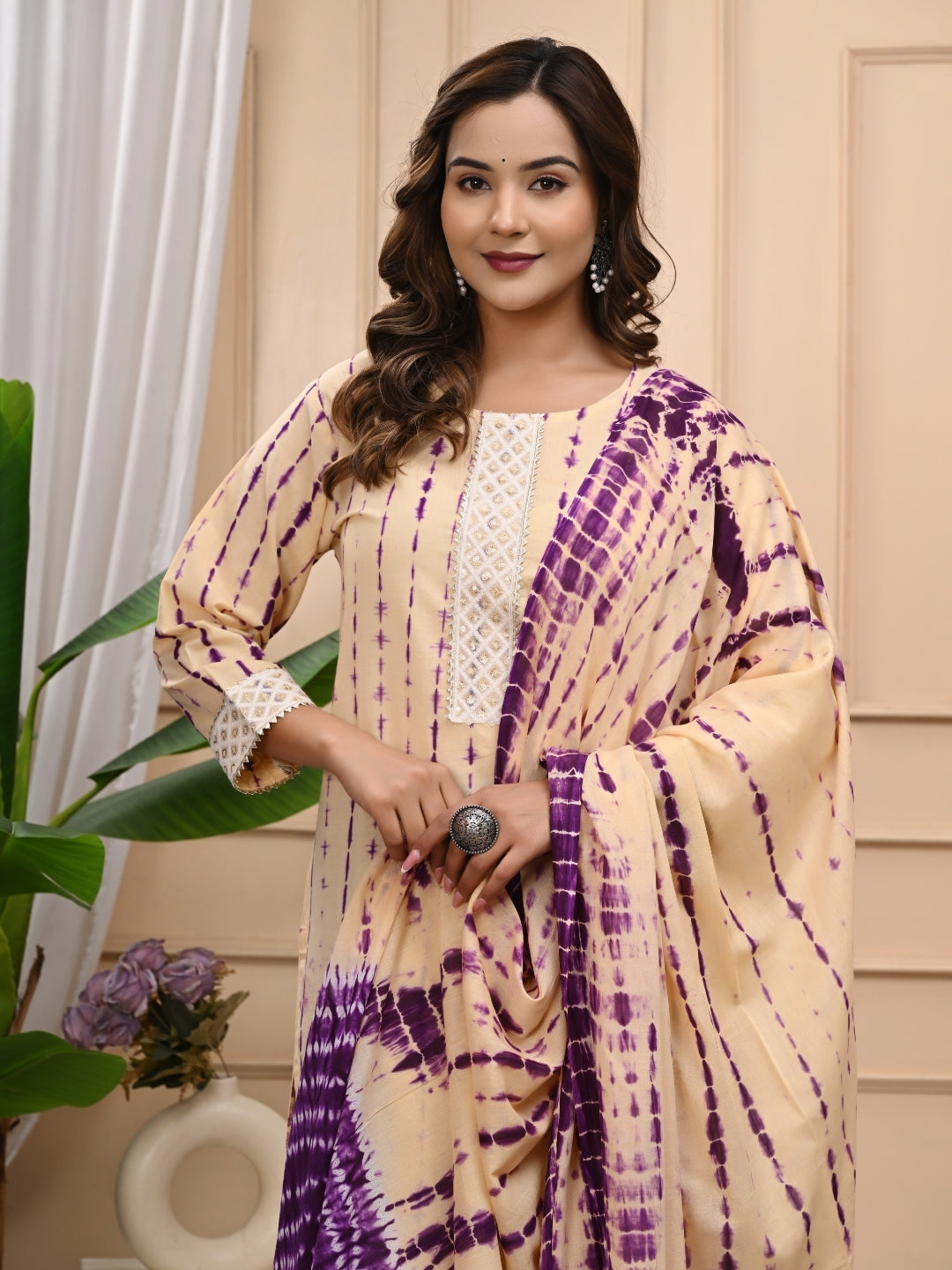 Shibori Tie and Dye Printed Cotton Stitched Suit
